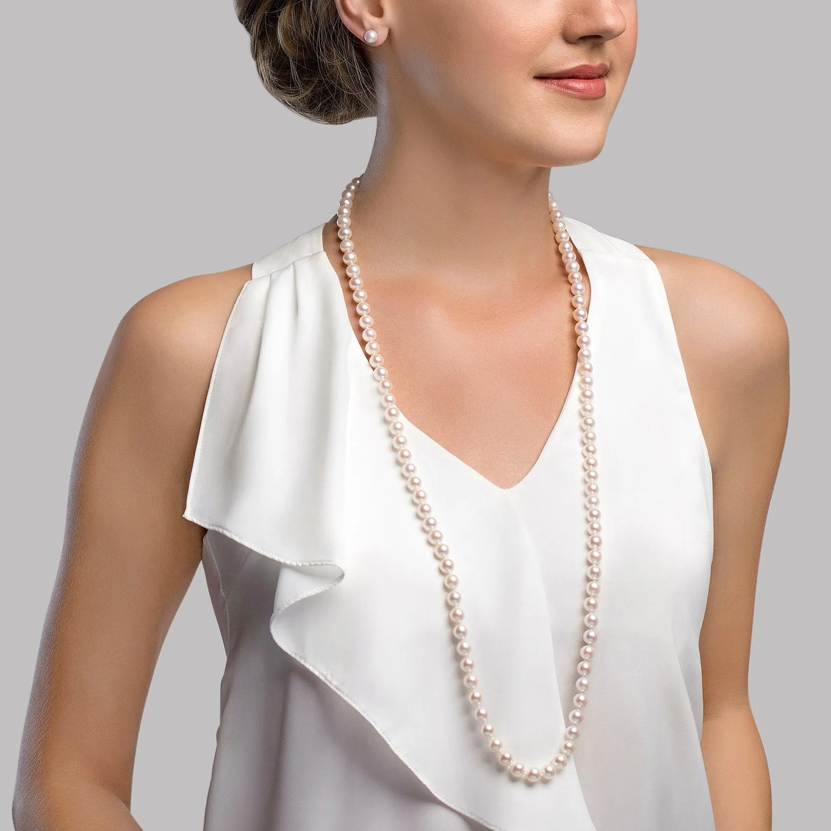 7.0-7.5mm Opera Length Freshwater Pearl Necklace- AAA Quality