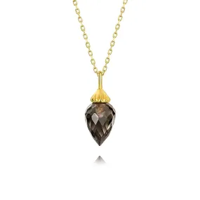 925 Silver Smoky Quartz Lily of the Valley Pendant Necklace