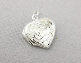 925 Sterling Silver Filigree Flower Heart Locket Pendant