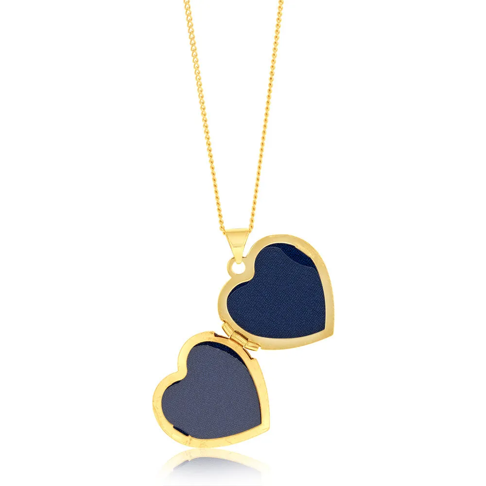 9ct Yellow Gold Engraved Heart Locket