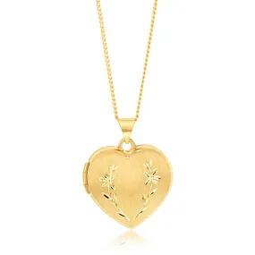 9ct Yellow Gold Engraved Heart Locket