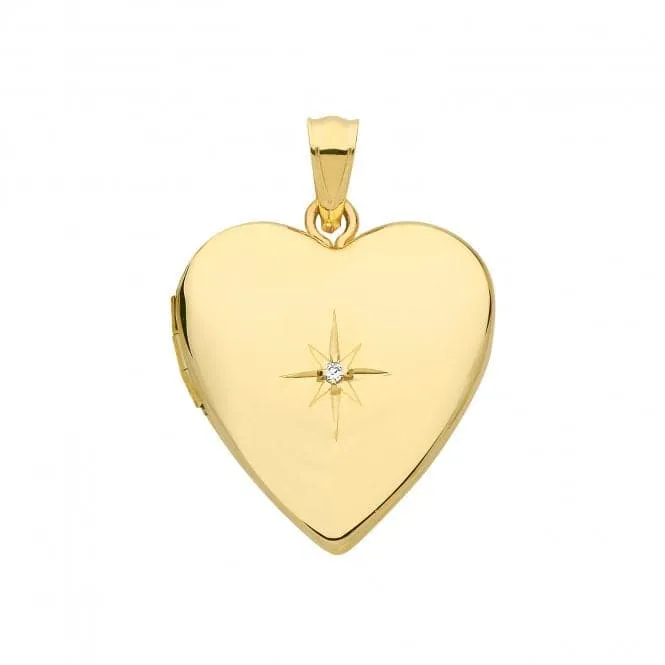 9ct Yellow Gold Heart Diamond Locket PN1099D