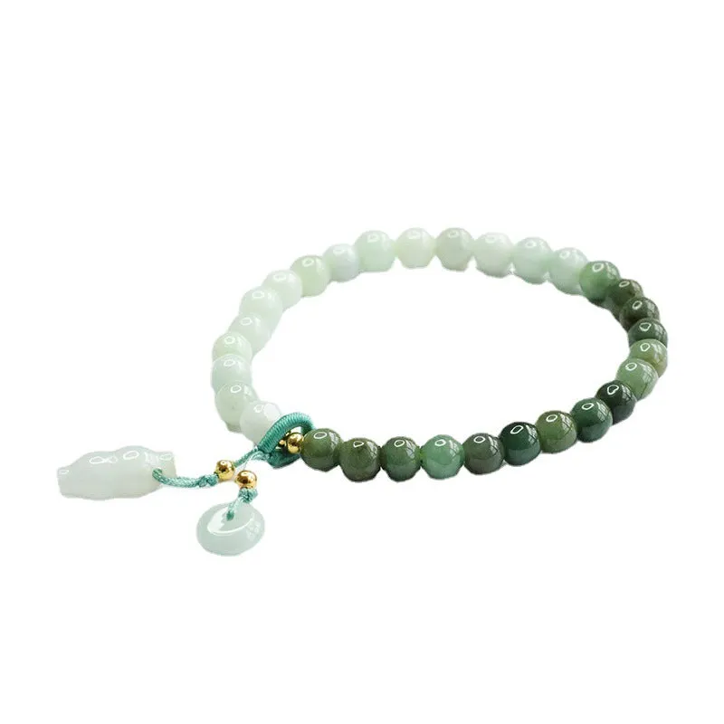 A-grade Jade Gradual Safety Buckle Bracelet with Sterling Silver Needle