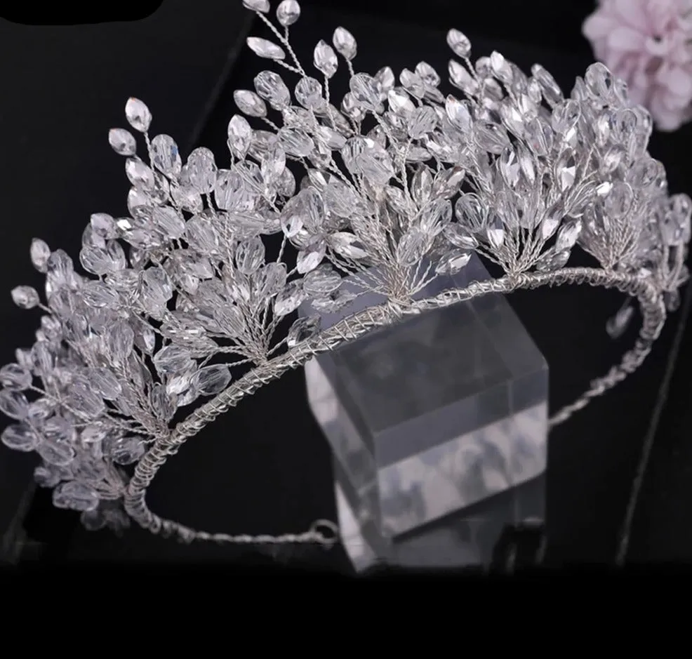 AB Colorful Rhinestone Bead Crystal AB Tiaras Crown Women Hair Accessories