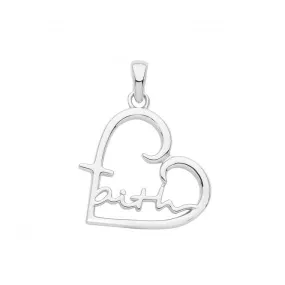 Acotis Silver Pendant Rhodium Faith Heart G61094