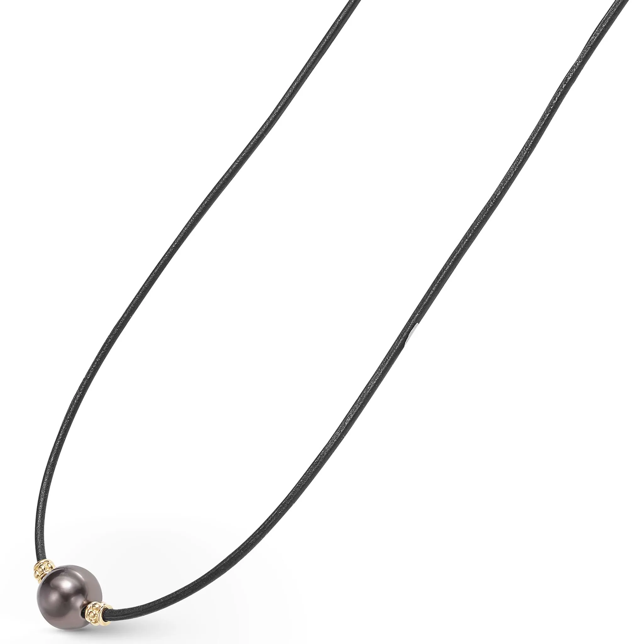 Anthem 18K Gold Single Tahitian Black Pearl Necklace