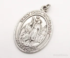 Antique Saint John The Baptist Pray For Us Sterling Silver Pendant