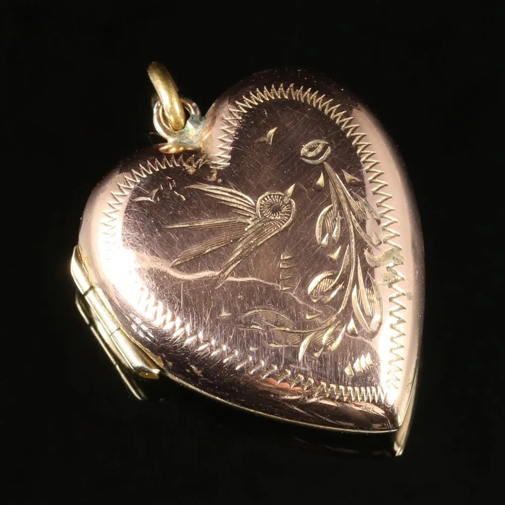 Antique Victorian Gold Heart Locket Circa 1880