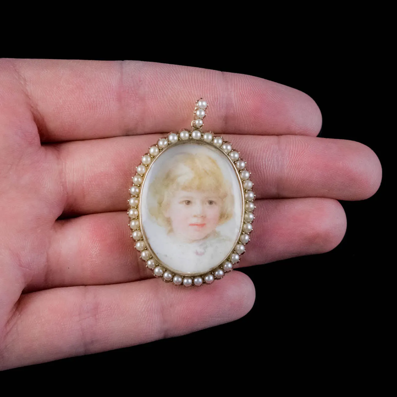 Antique Victorian Pearl Double Sided Portrait Locket 15Ct Gold Circa 1870