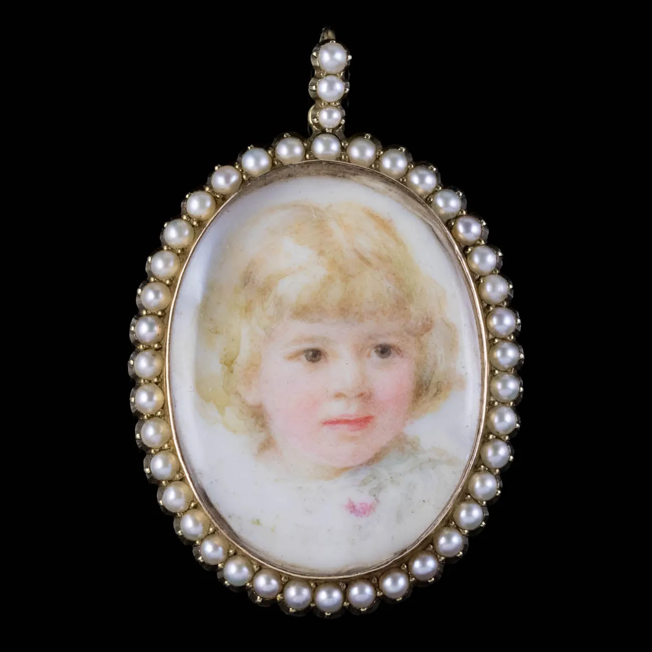 Antique Victorian Pearl Double Sided Portrait Locket 15Ct Gold Circa 1870