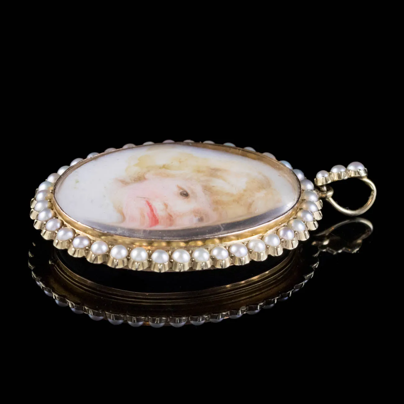 Antique Victorian Pearl Double Sided Portrait Locket 15Ct Gold Circa 1870