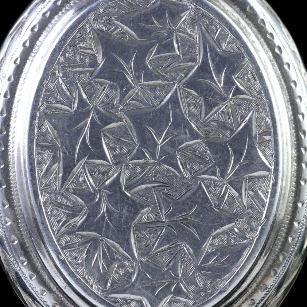 Antique Victorian Silver Ivy Locket Circa 1880