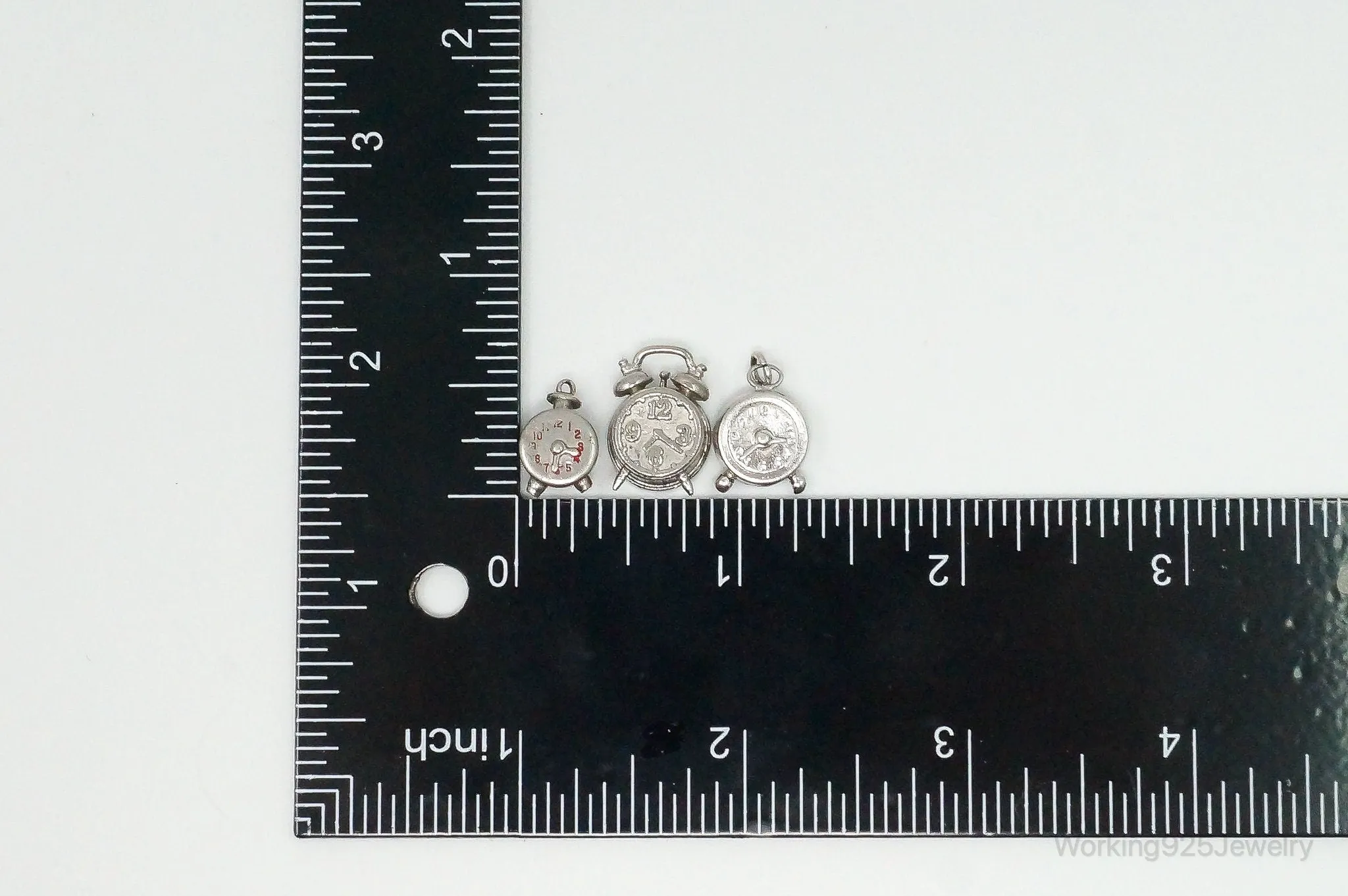 Antique Vintage Clocks Silver Charms Set Lot