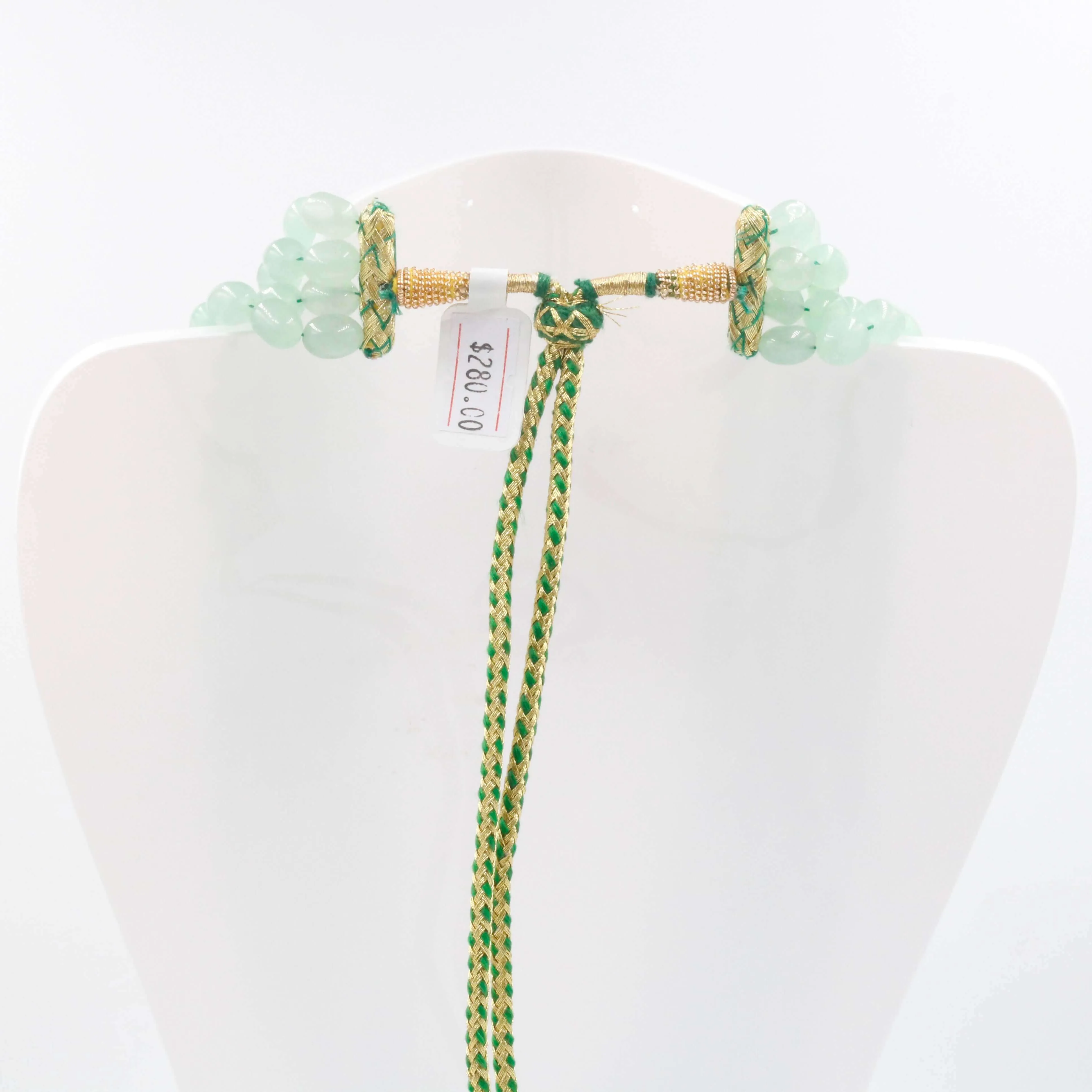 Aventurine Quartz Beaded Necklace Green Quartz Necklace Russian Quartz Sarafa Indian Necklace Layered Necklace Long Necklace SKU: 6143100