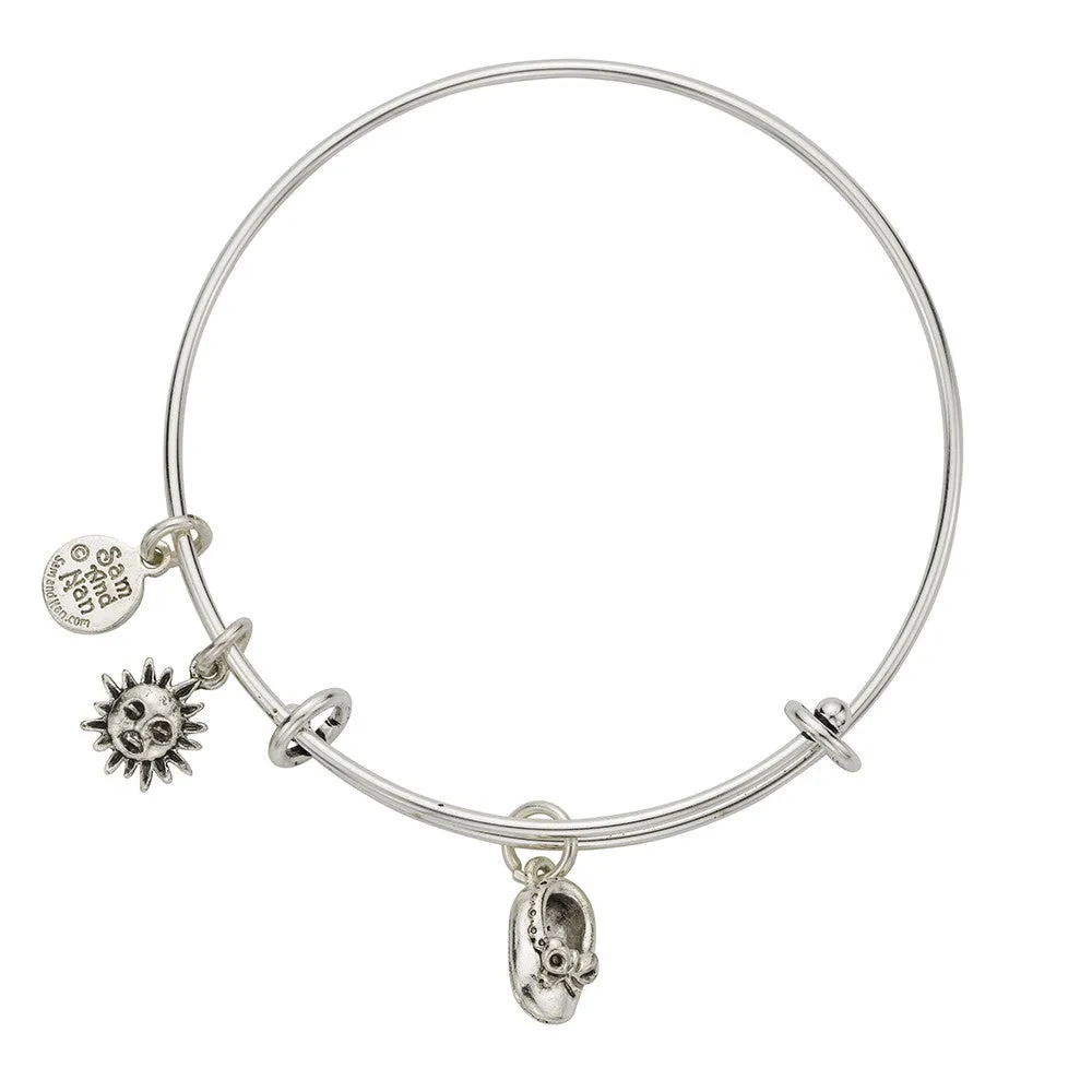 Baby Shoe Sun Charm Bangle Bracelet