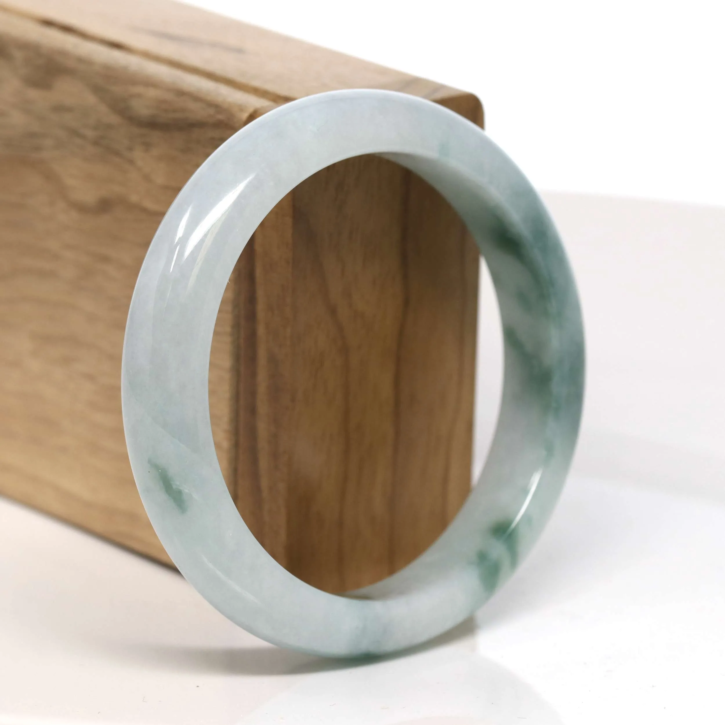 Baikalla "Half Round" Blue - Green Jadeite Jade Bangle Bracelet (57.54 mm) #T348