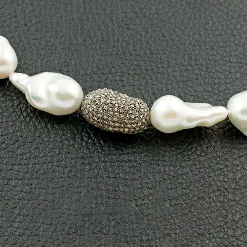 Baroque Pearl Necklace with Diamond Nugget