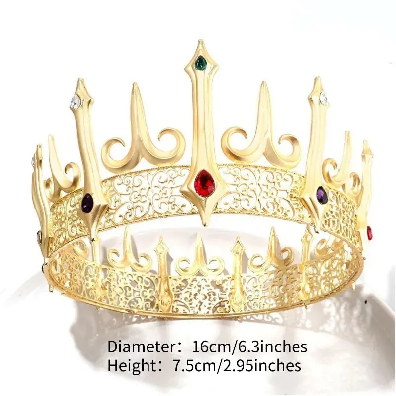 Baroque Royal King Crown For Men Round Costume Hair Accessory