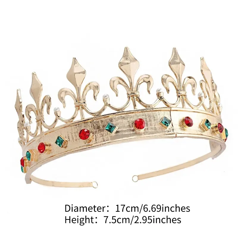 Baroque Royal King Crown For Men Round Costume Hair Accessory