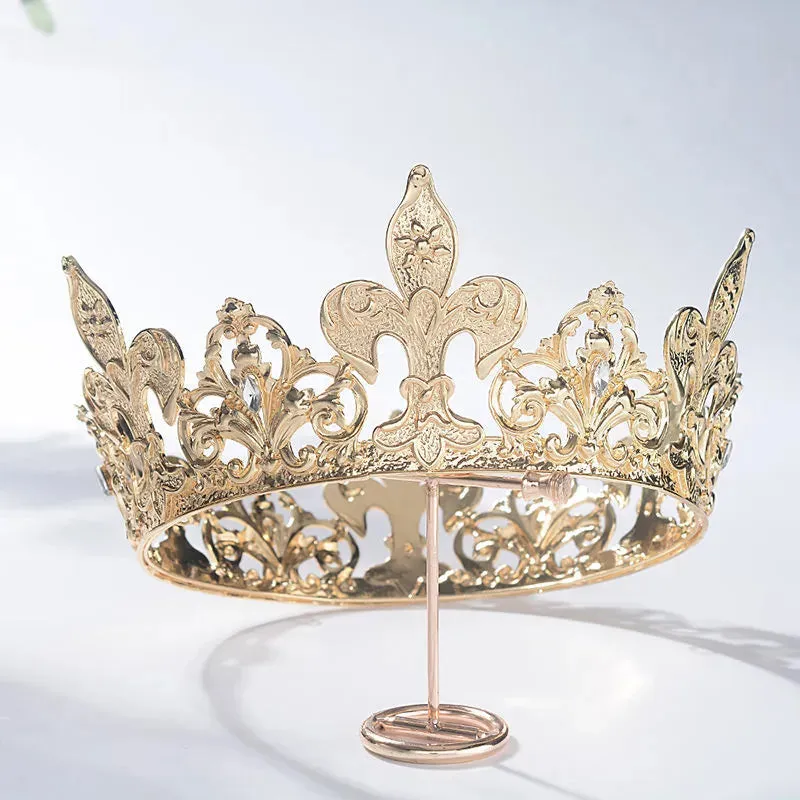 Baroque Royal King Crown For Men Round Costume Hair Accessory