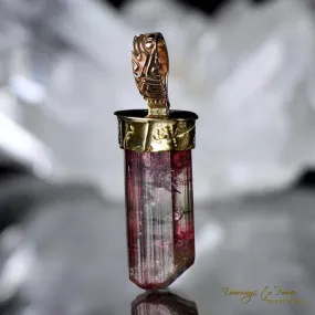 Bi Color Tourmaline Light Language Pendant Crystal 22k Gold