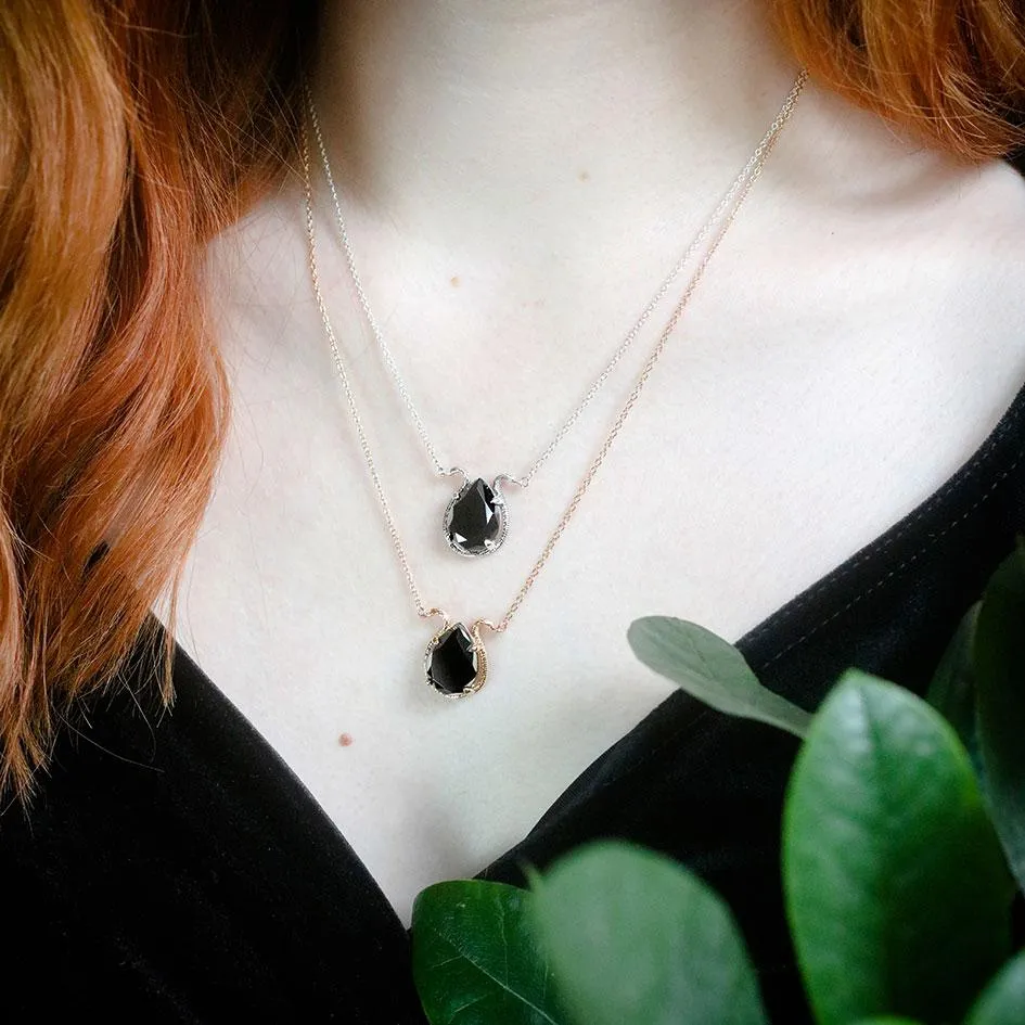 BITTERSWEET. Double Serpent Onyx Necklace - Silver