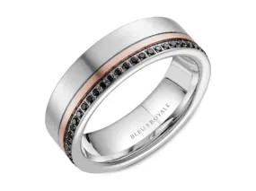 Black Diamond Men's Wedding Band in White and Rose Gold