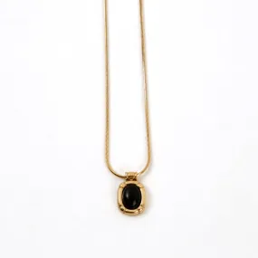 Black Onyx Oval Pendant Necklace