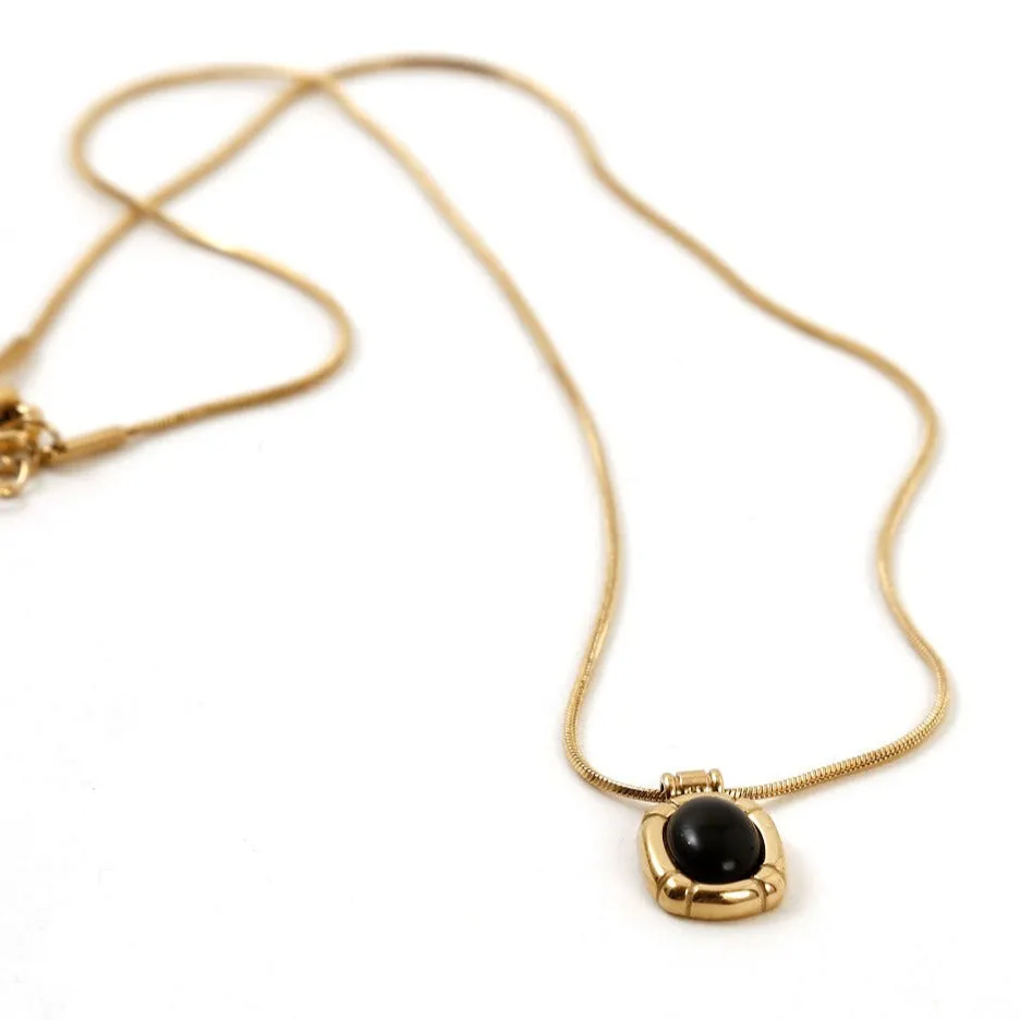 Black Onyx Oval Pendant Necklace