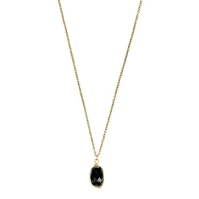 Black Quartz Pendant Necklace by SLATE   SALT