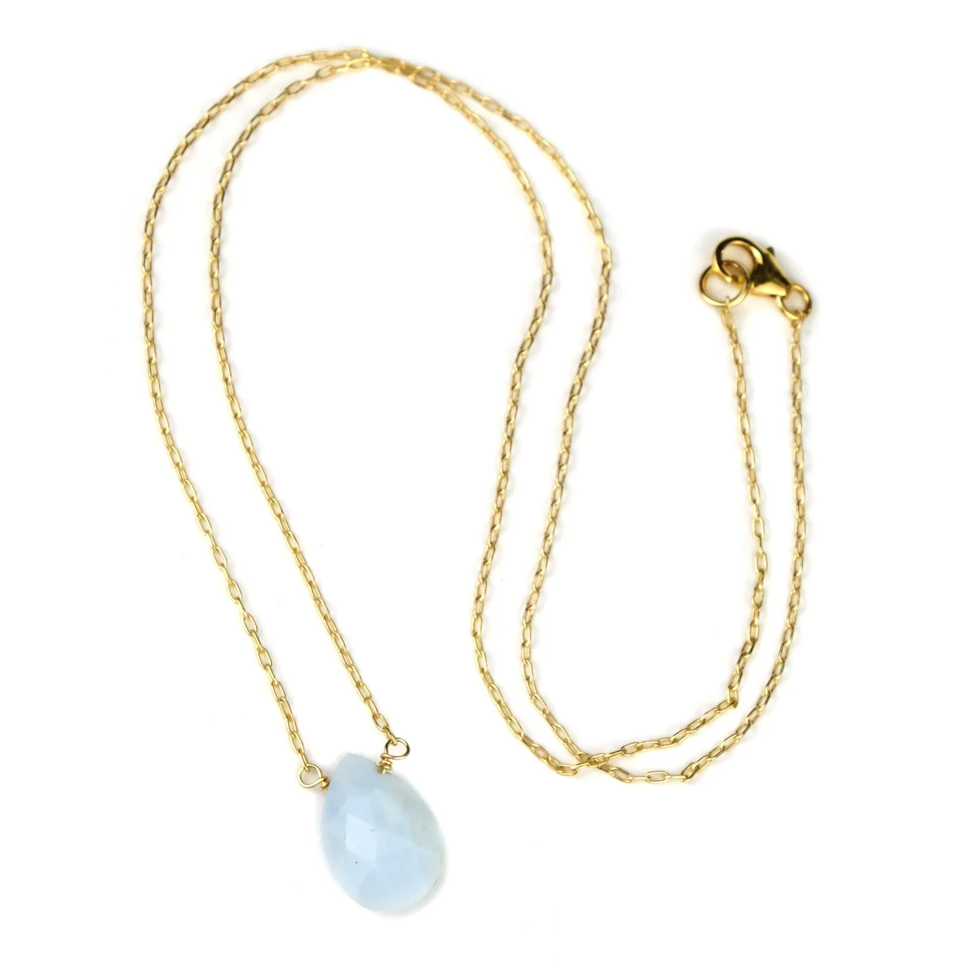 Blue Chalcedony on Gold Filled Chain with Gold Filled Trigger Clasp Necklace