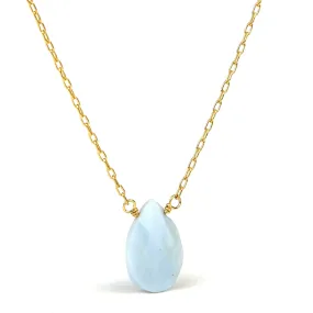 Blue Chalcedony on Gold Filled Chain with Gold Filled Trigger Clasp Necklace