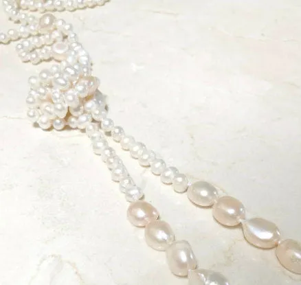 Blush Pearl Lariat | Versatile White and Blush Baroque Pearls | By Pearly Girls