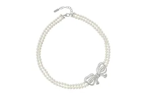 Bow Double Strand Pearl Necklace