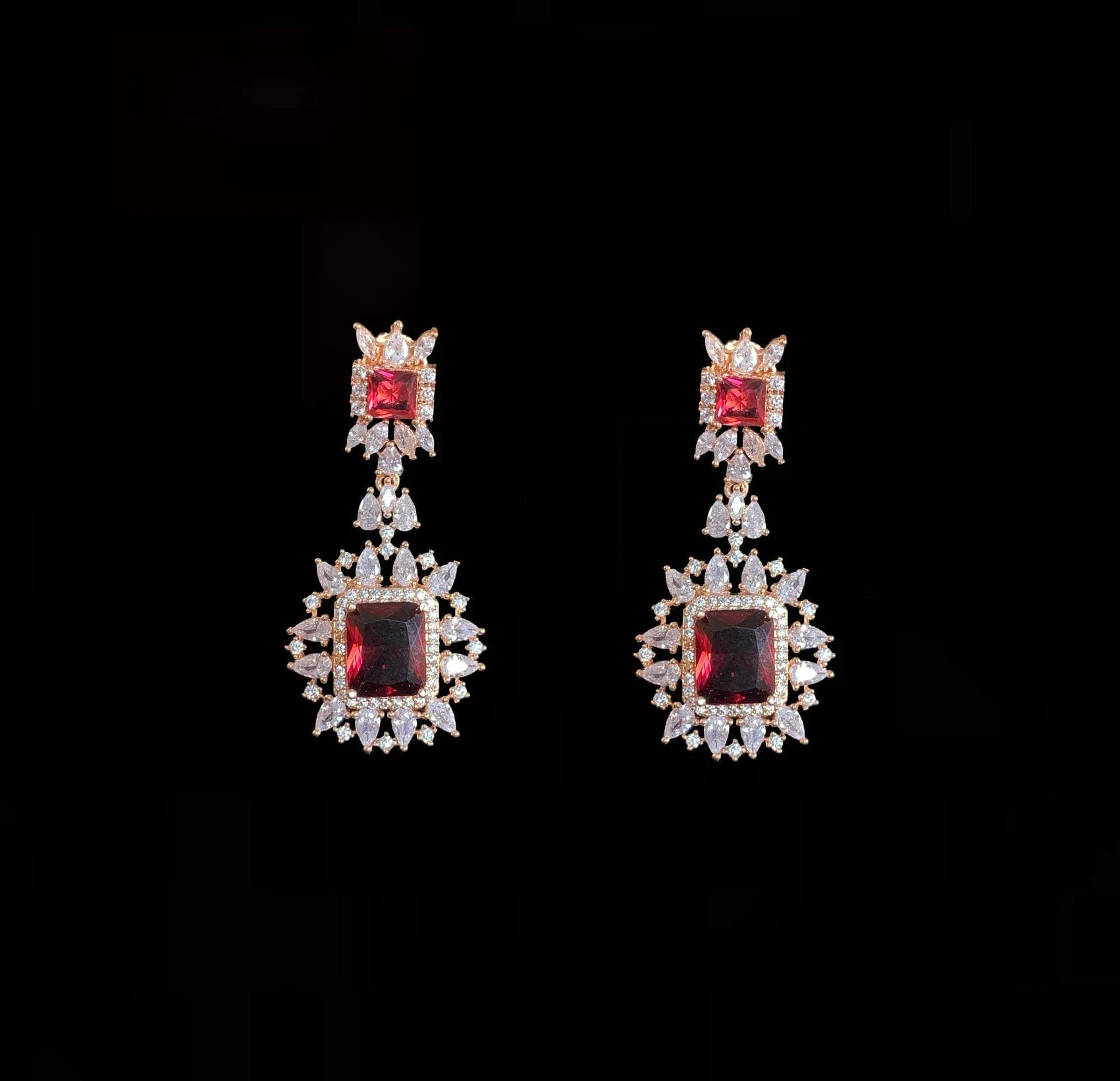 BR29 Sarah  rose gold plated cz set in ruby  ( READY TO SHIP )