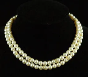 Bridal Wedding 2 Strings Cream Shell Pearl Necklace XC040