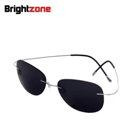 Brightzone Men's Sunglasses Square Titanium Rimless Polarized 1252