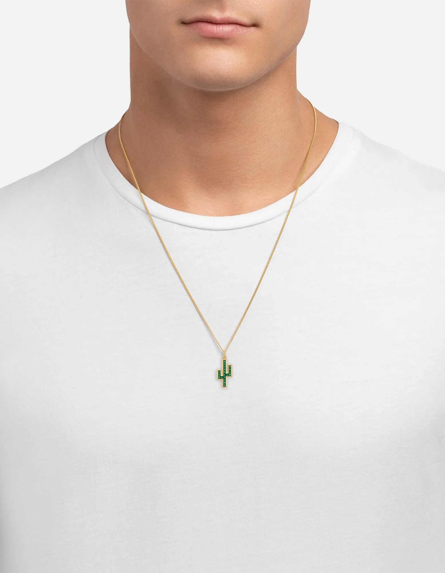 Cactus Onyx Necklace, Gold Vermeil