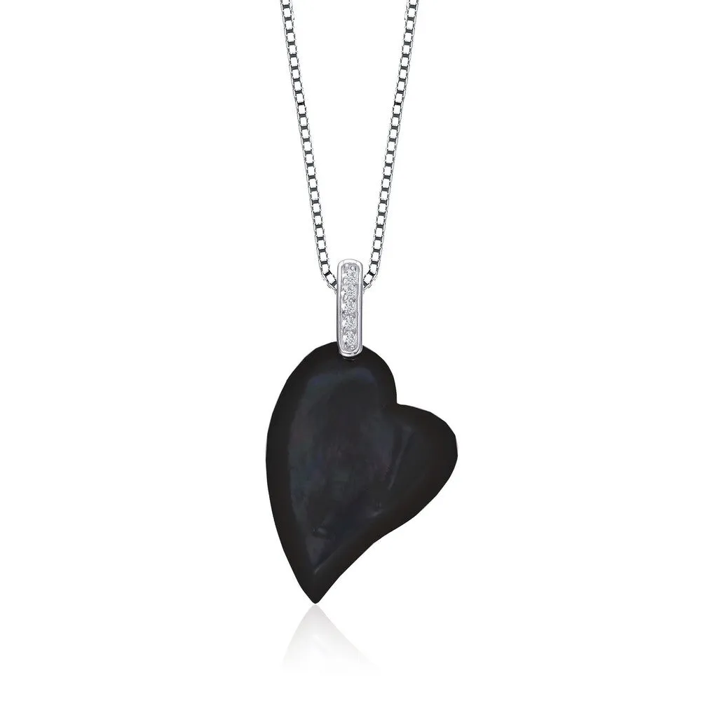 Caroline Black Mother Of Pearl Heart Pendant