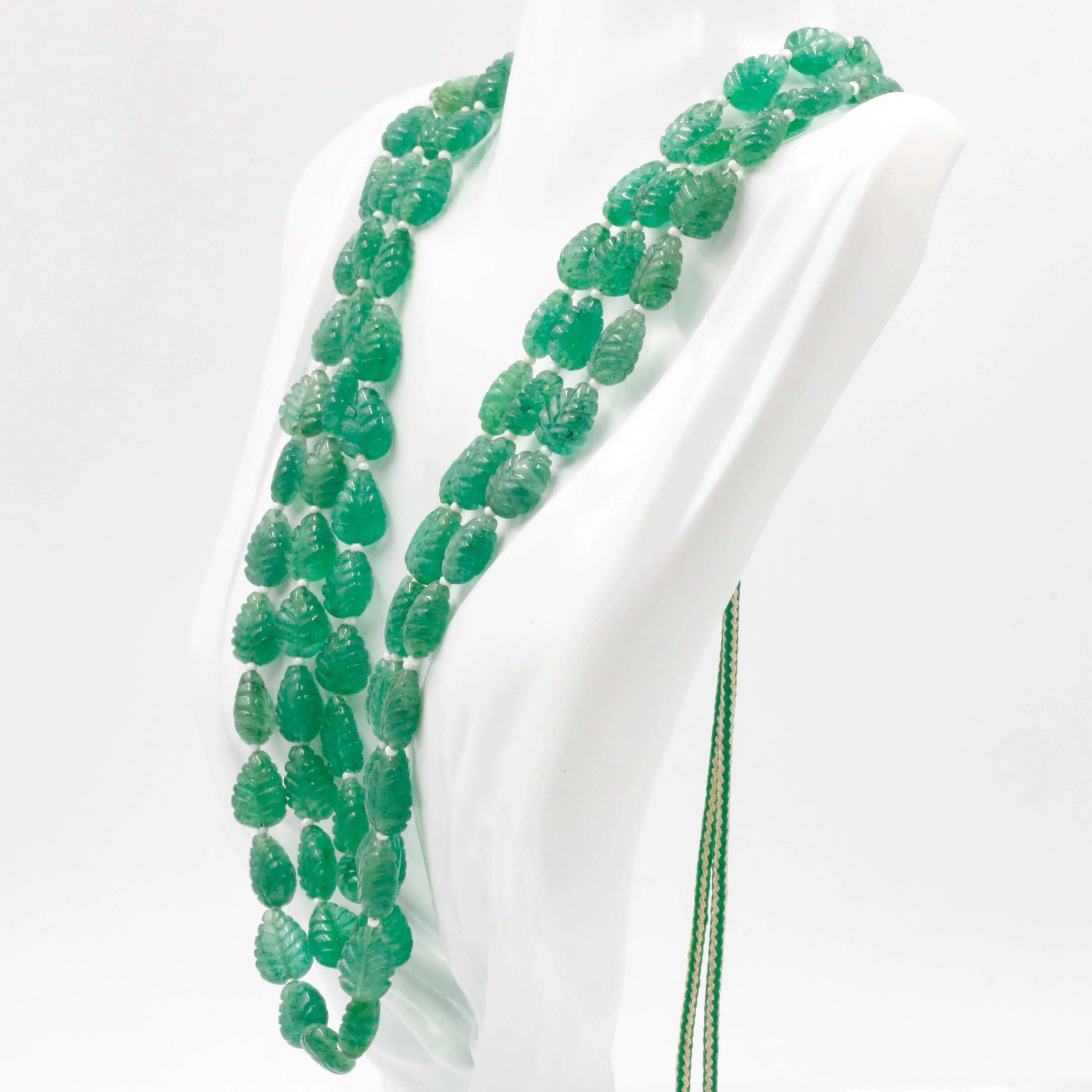 Carved Quartz Necklace Green Quartz Necklace Emerald Quartz Green Gemstone Necklace Carved Bead Necklace Green Quartz SKU 6142889