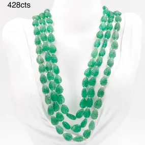 Carved Quartz Necklace Green Quartz Necklace Emerald Quartz Green Gemstone Necklace Carved Bead Necklace Green Quartz SKU 6142889