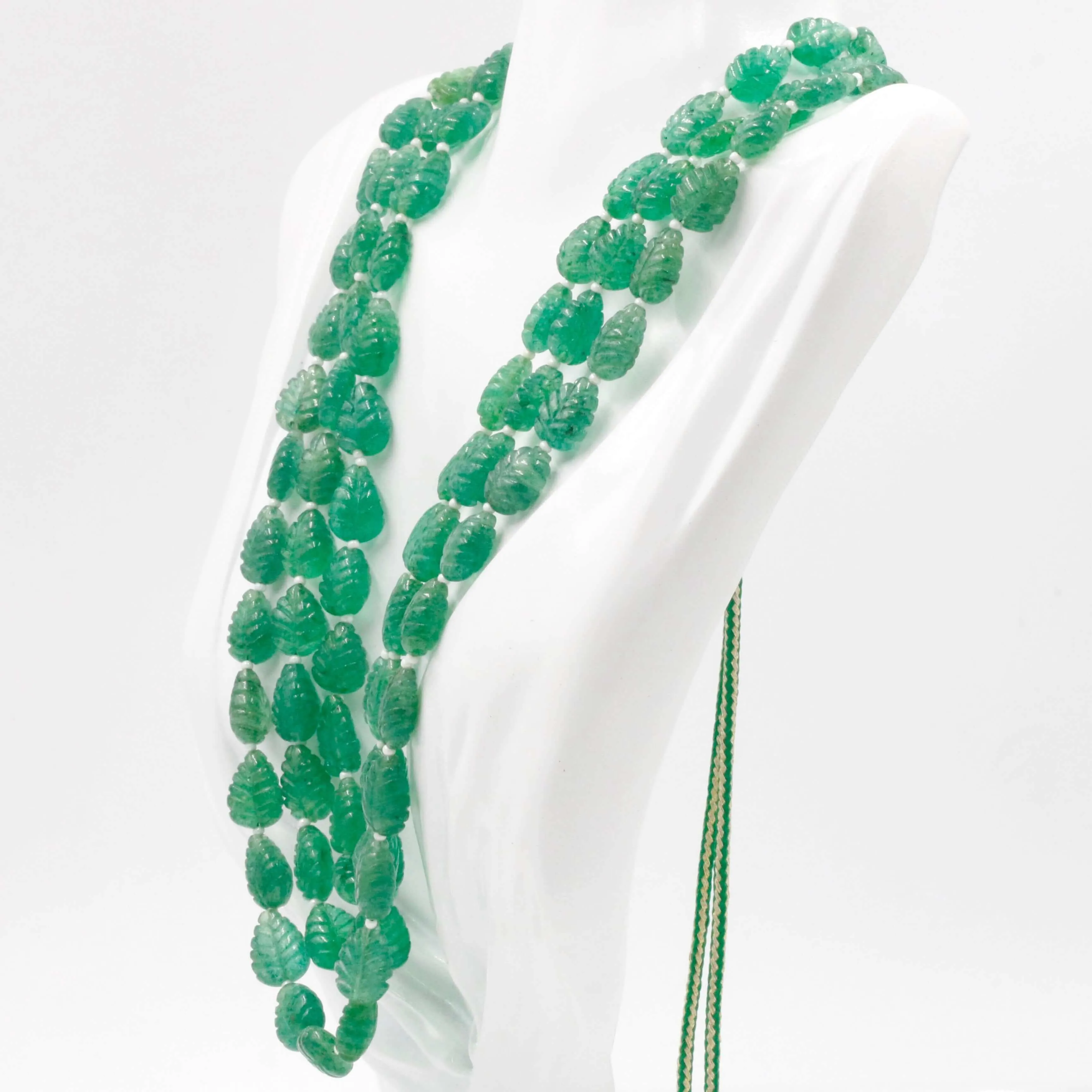 Carved Quartz Necklace Green Quartz Necklace Emerald Quartz Green Gemstone Necklace Carved Bead Necklace Green Quartz SKU 6142889