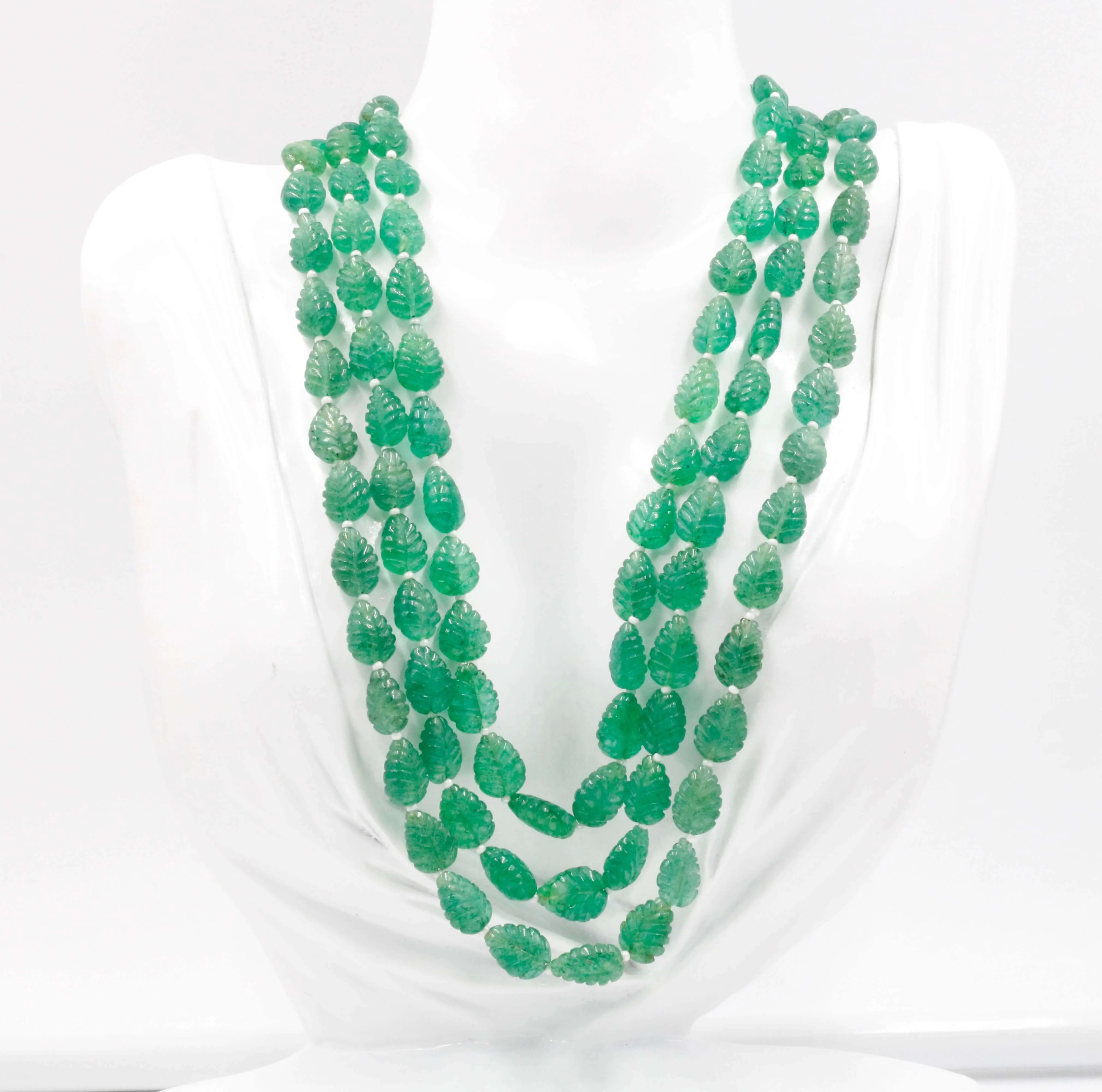 Carved Quartz Necklace Green Quartz Necklace Emerald Quartz Green Gemstone Necklace Carved Bead Necklace Green Quartz SKU 6142889