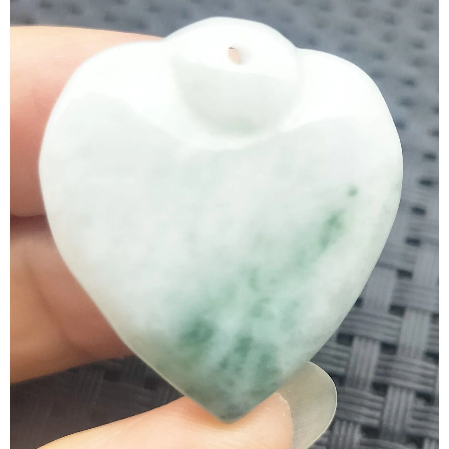 Certified Green Lavender Natural Type A Jade Jadeite Carved Heart Pendant