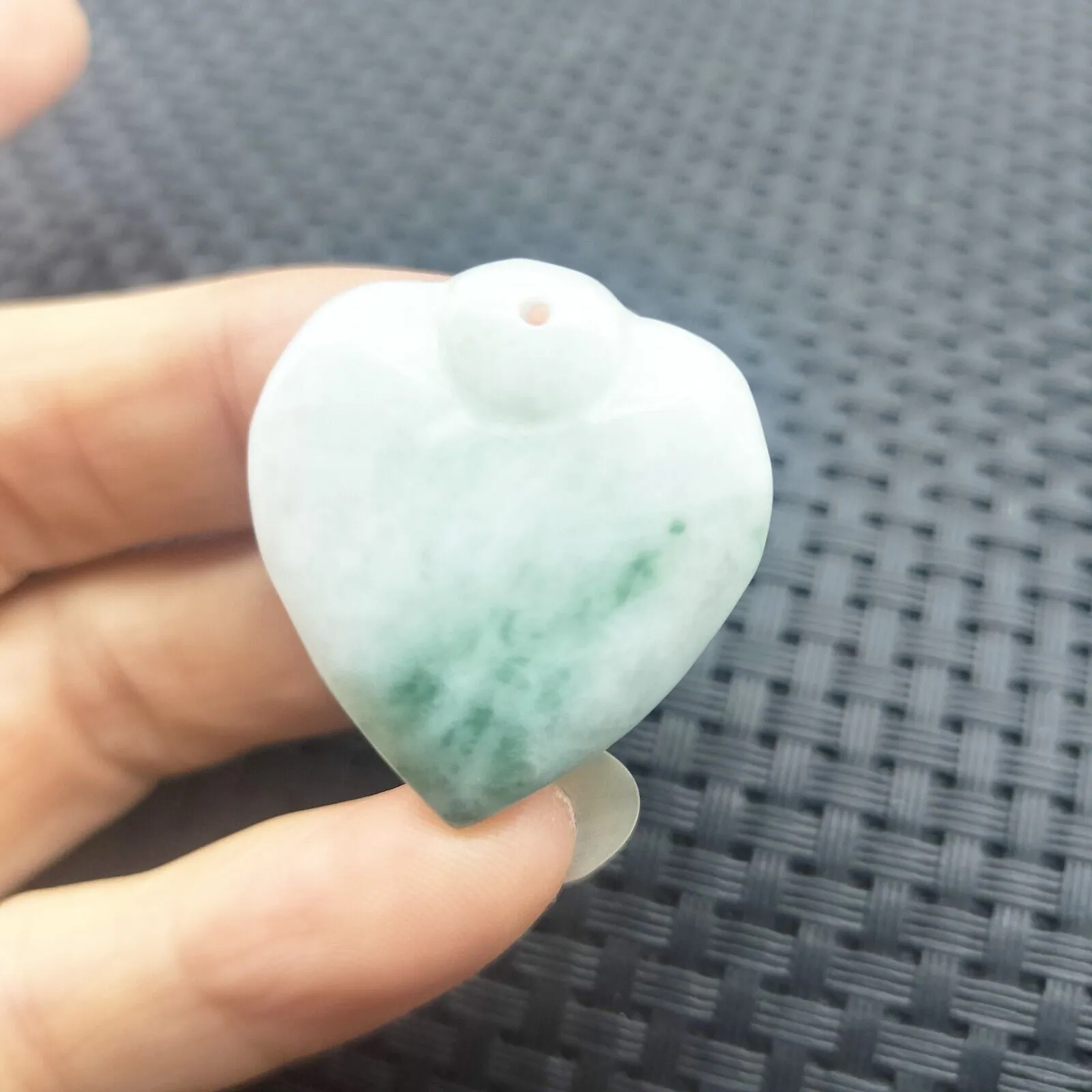 Certified Green Lavender Natural Type A Jade Jadeite Carved Heart Pendant