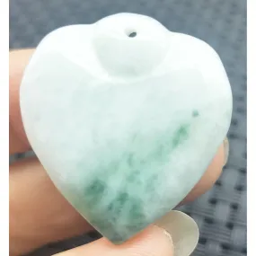 Certified Green Lavender Natural Type A Jade Jadeite Carved Heart Pendant