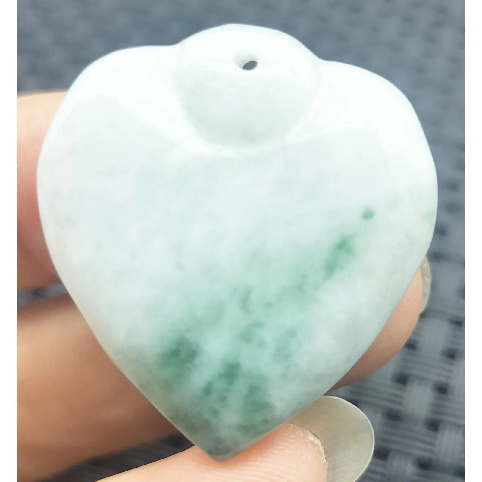 Certified Green Lavender Natural Type A Jade Jadeite Carved Heart Pendant