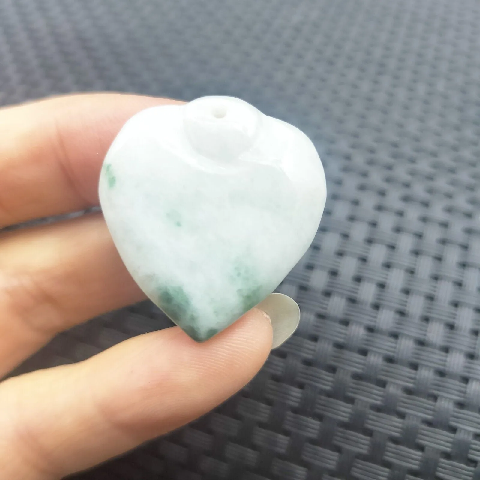 Certified Green Lavender Natural Type A Jade Jadeite Carved Heart Pendant