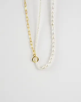 Chain Link Pearl Necklace