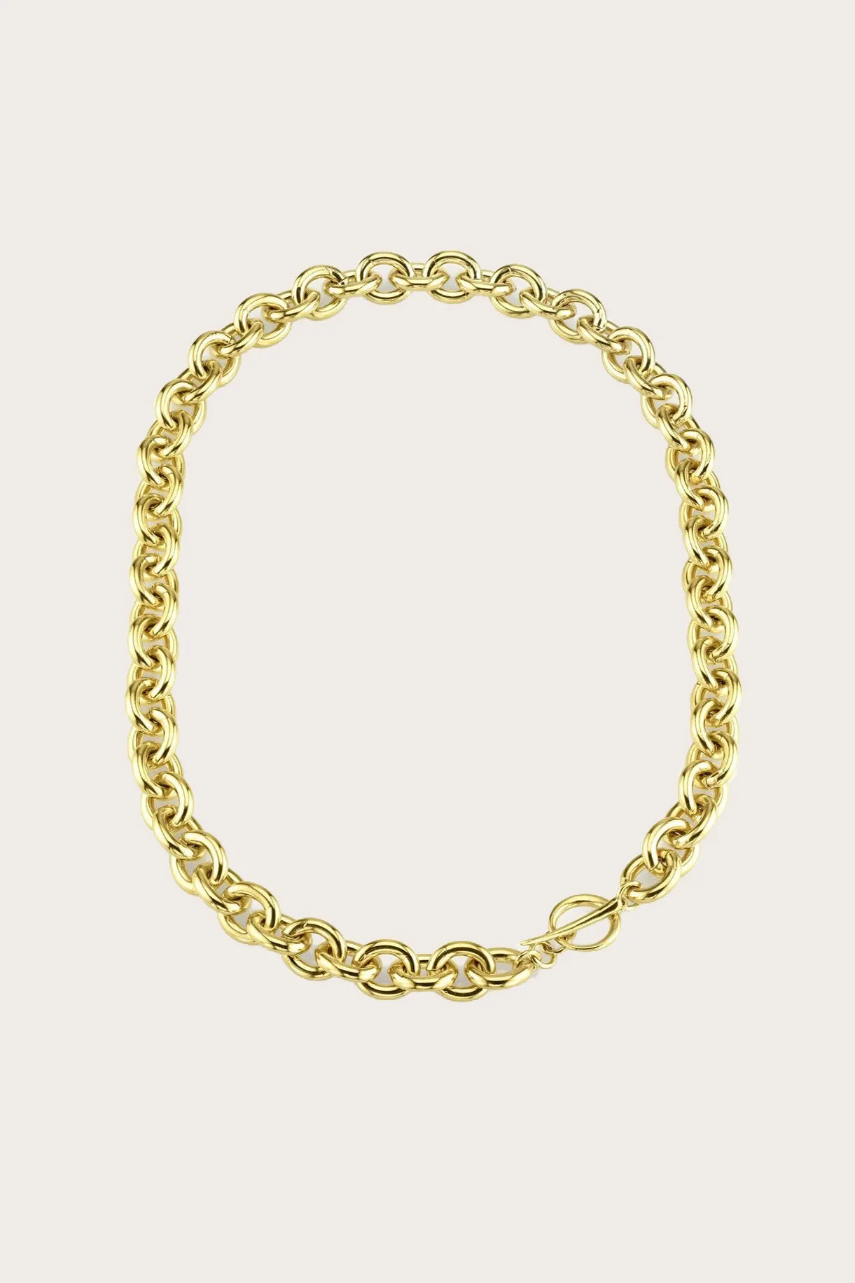 Chain Necklace with Tusk Clasp, Gold Plate